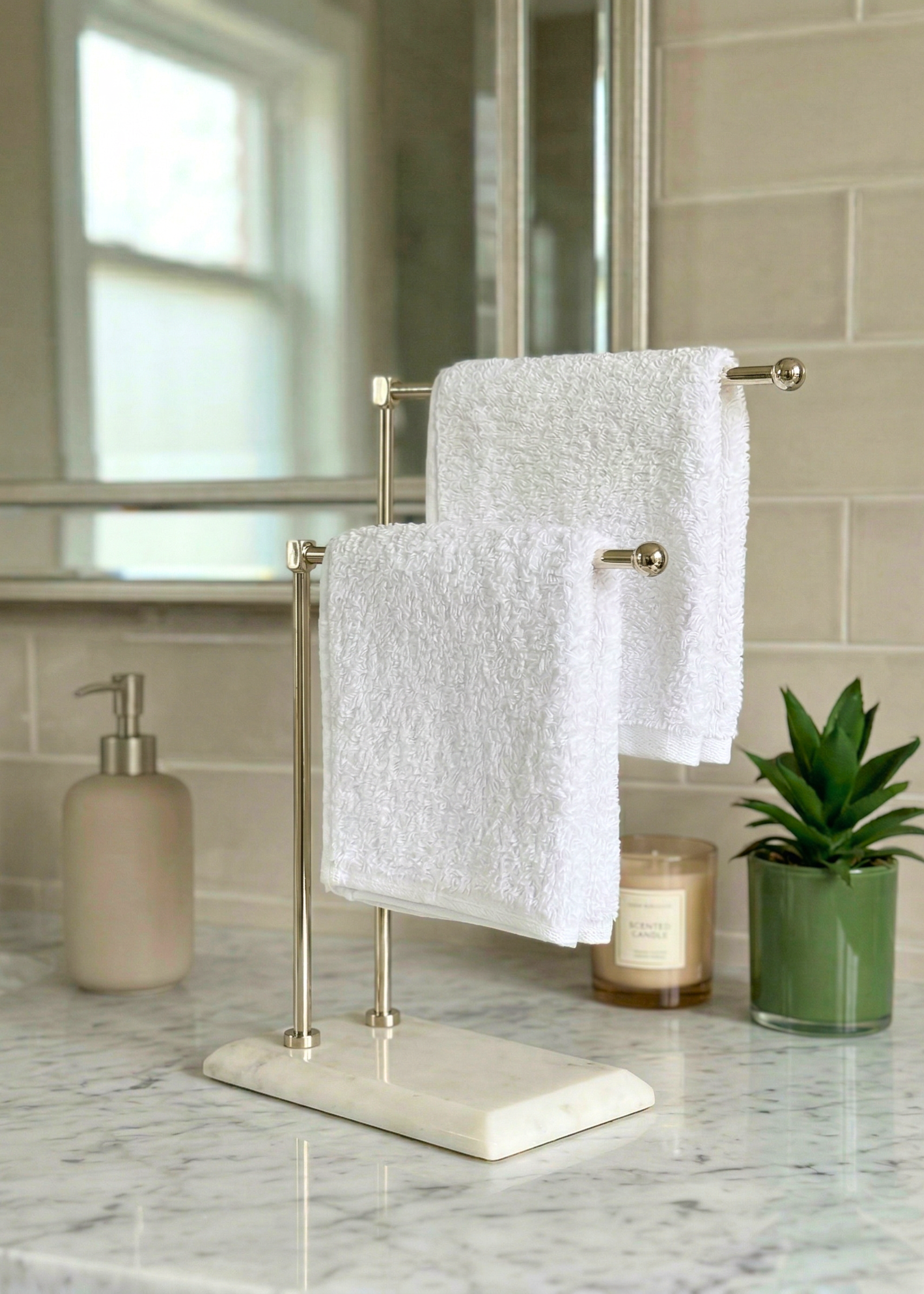 Melrose Hand Towel Stand - White &amp; Silver
