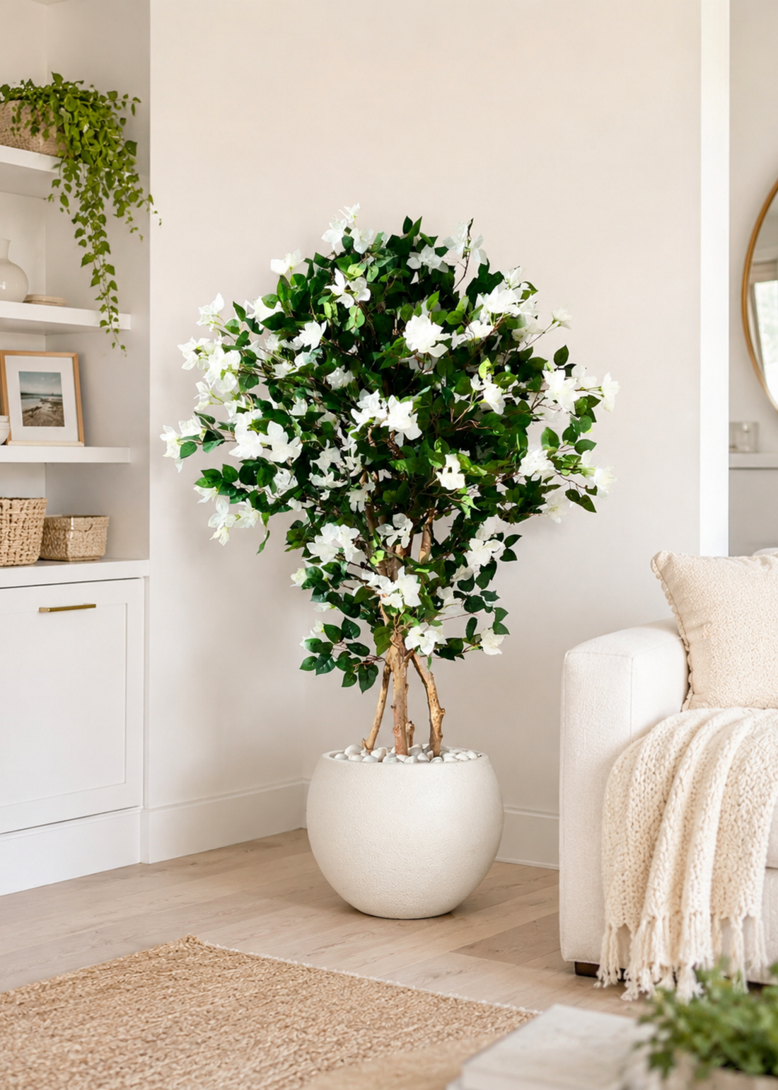Artificial Regal White Bougainvillea Plant - 5 Feet