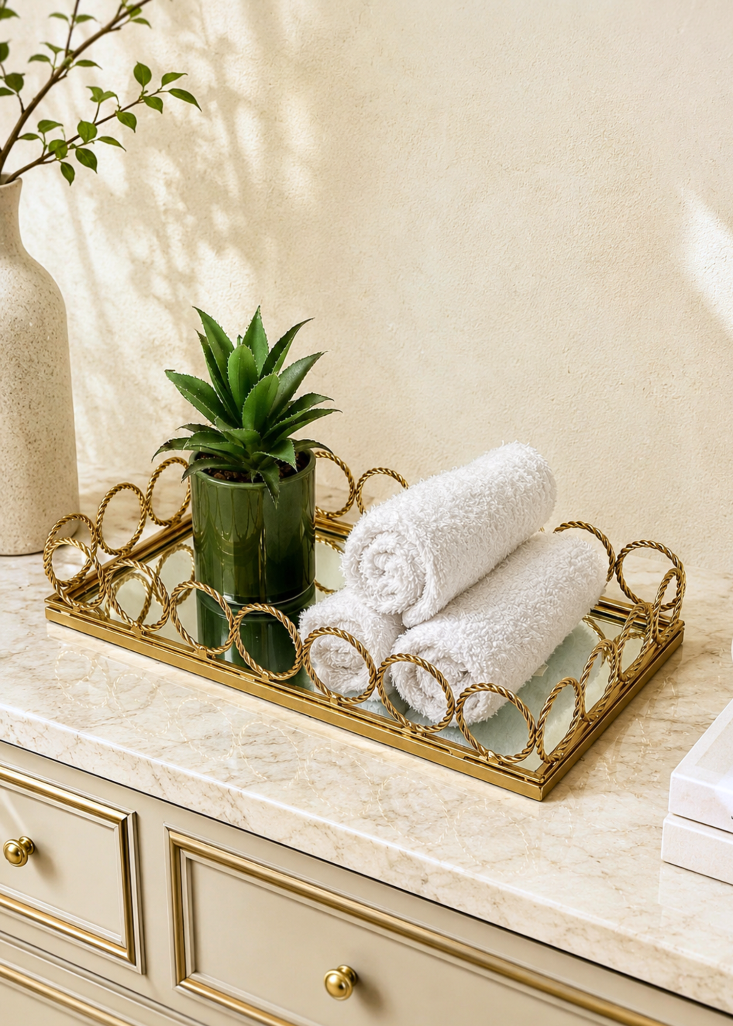 Braided Gold Mirror Tray