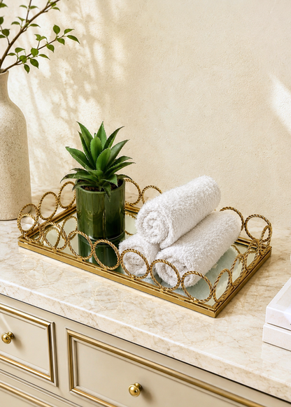 Braided Gold Mirror Tray