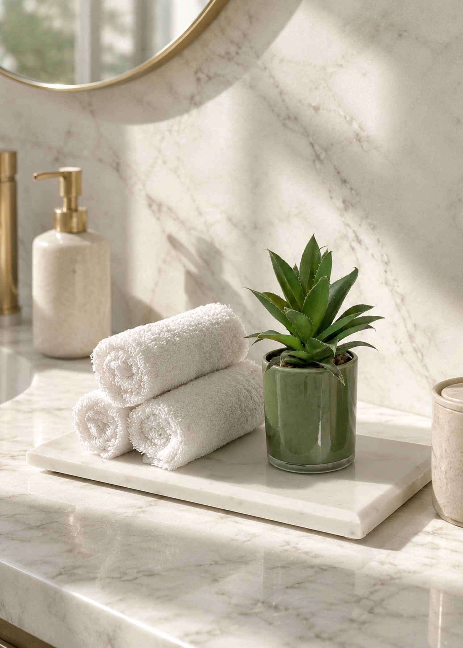 Auric White Marble Flat Tray