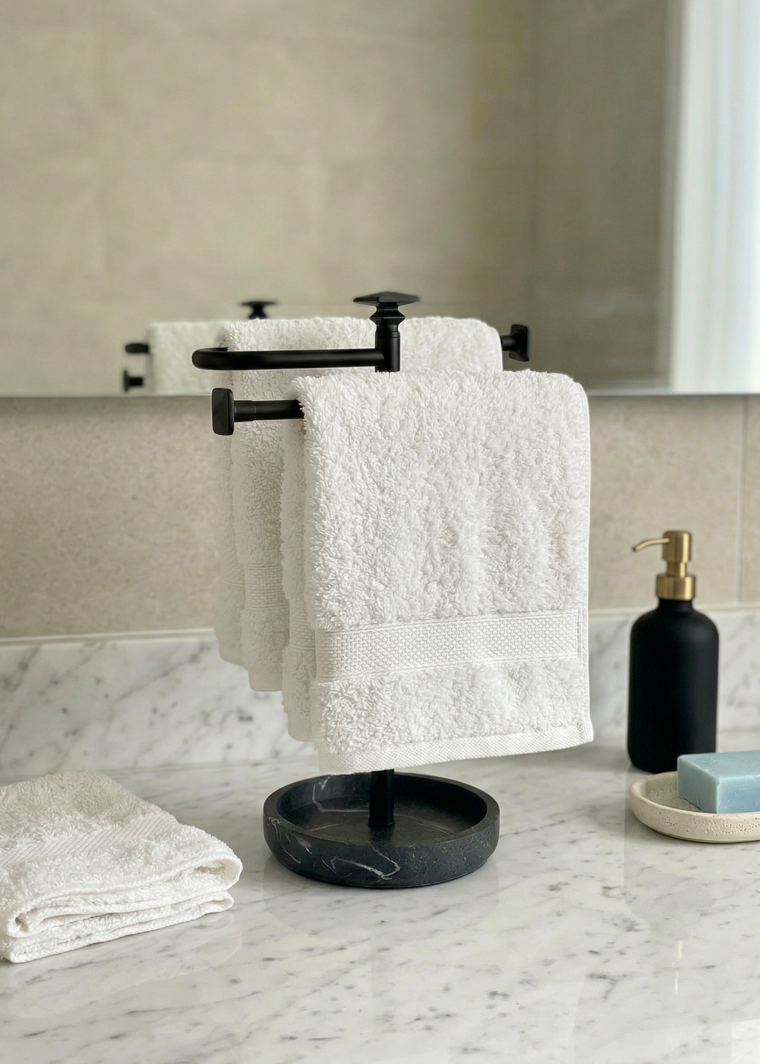 Halo Hand Towel Stand - Black