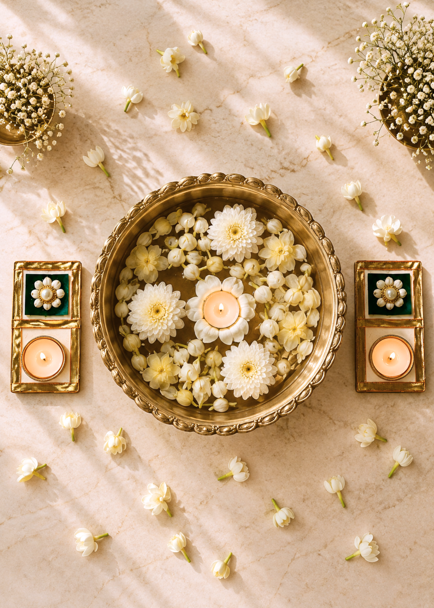Jasmine Square Diyas - Mini