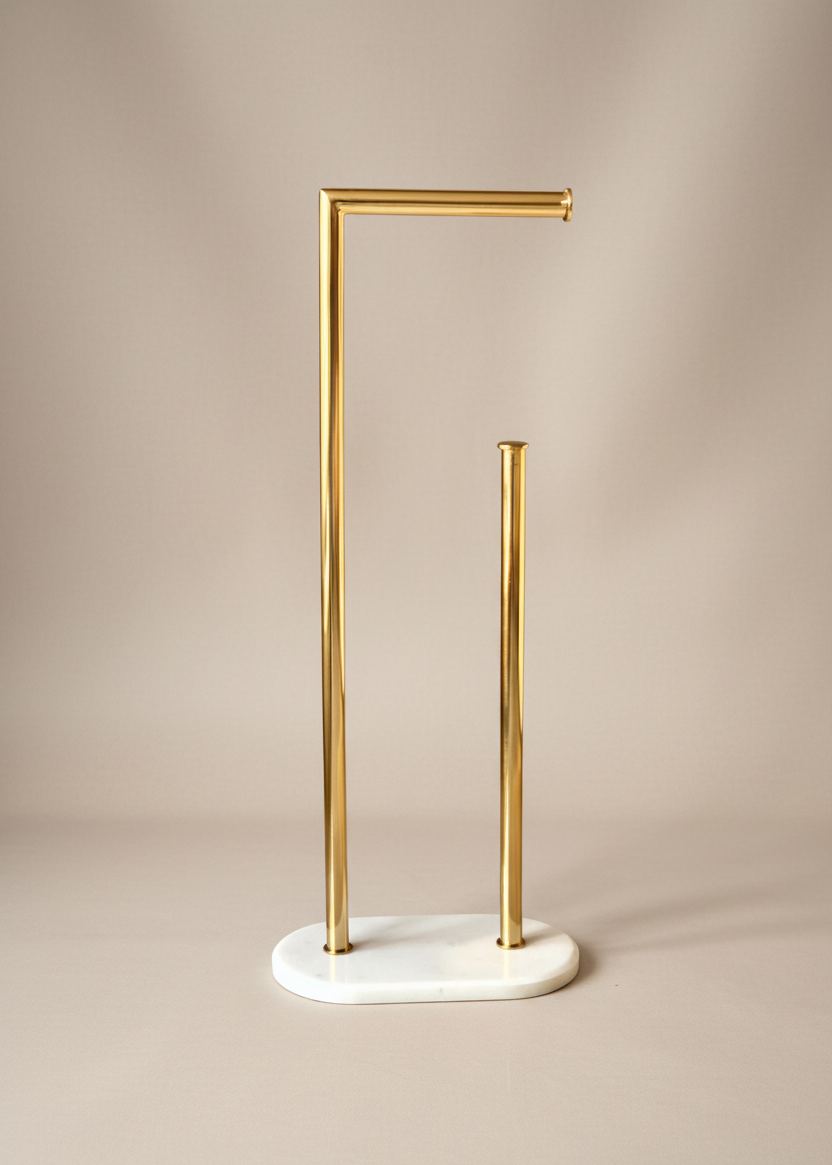 Melrose Toilet Roll Holder - White and Gold