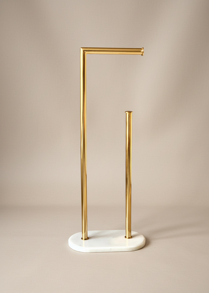 Melrose Toilet Roll Holder - White and Gold