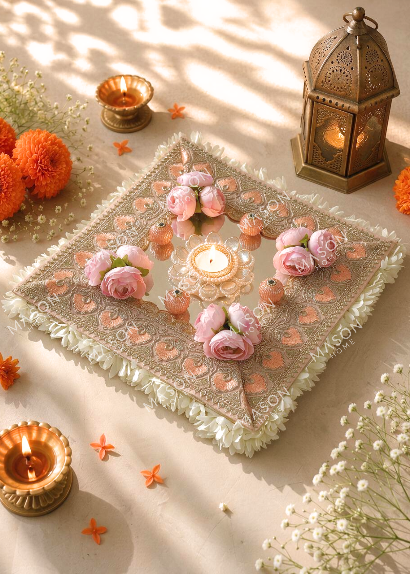 Festive Peach Blossom Rangoli