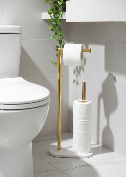 Melrose Toilet Roll Holder - White and Gold