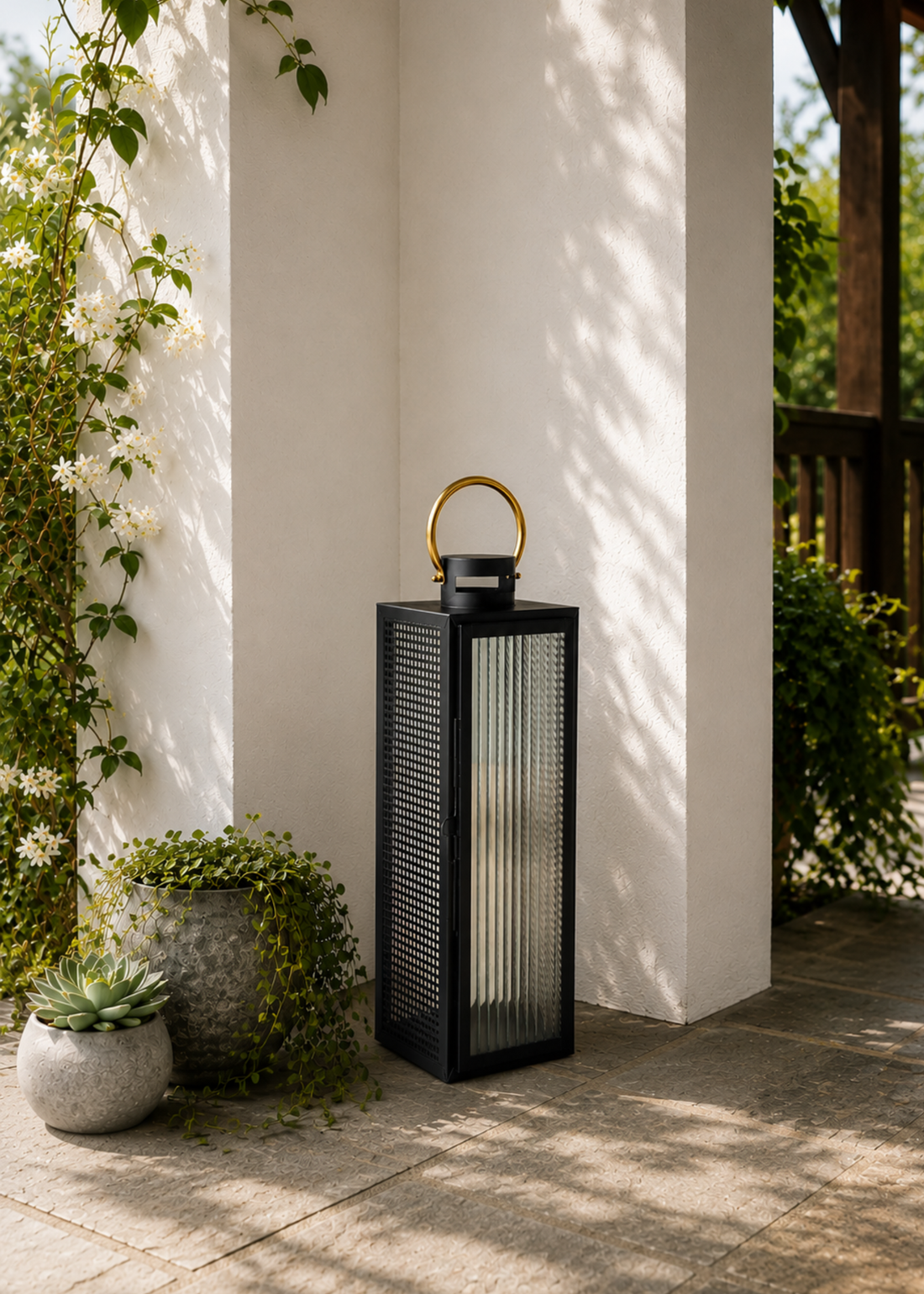 Vellora Black &amp; Gold Lantern - Large
