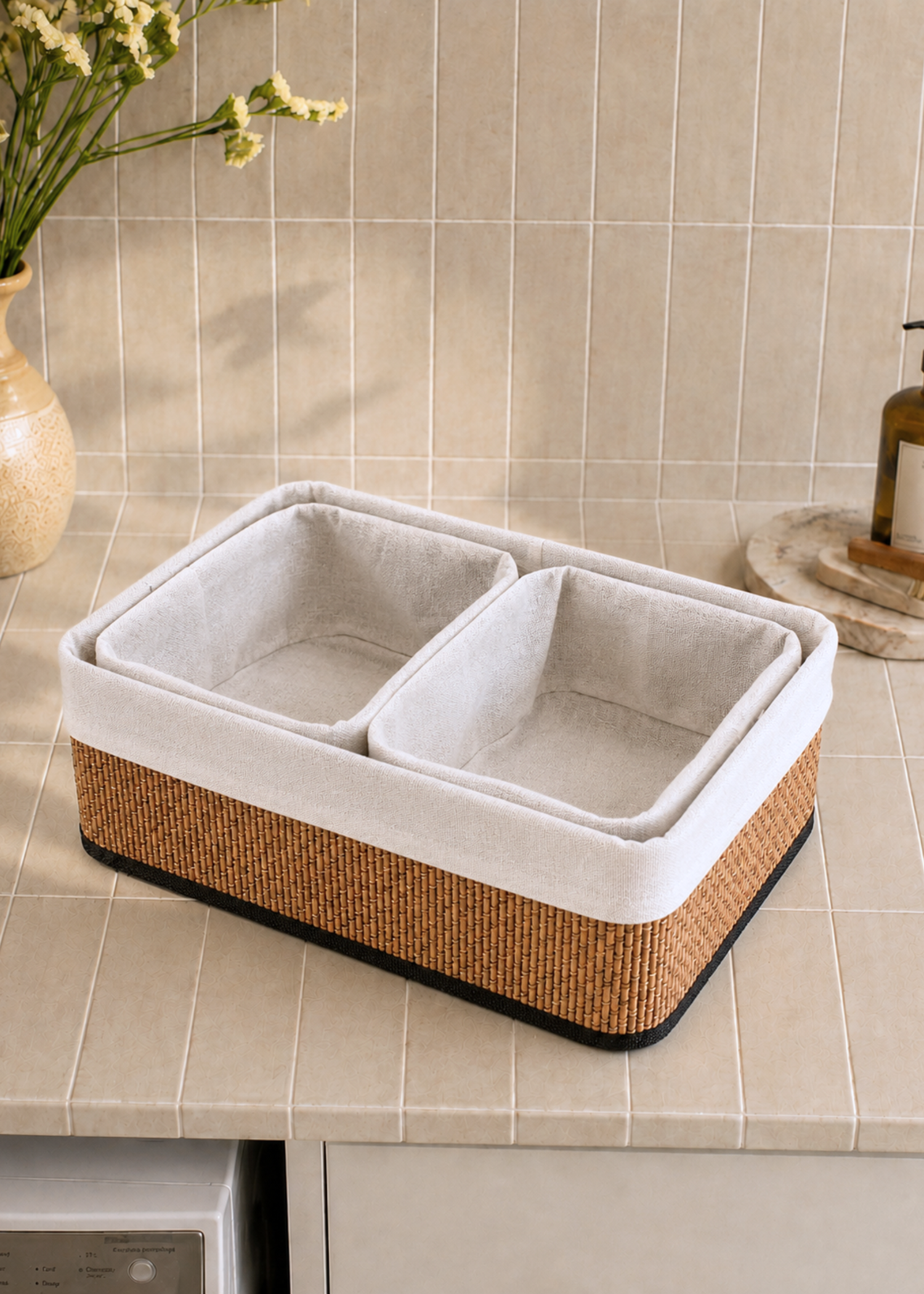 Kairo Baskets - White &amp; Brown (Set of 3)