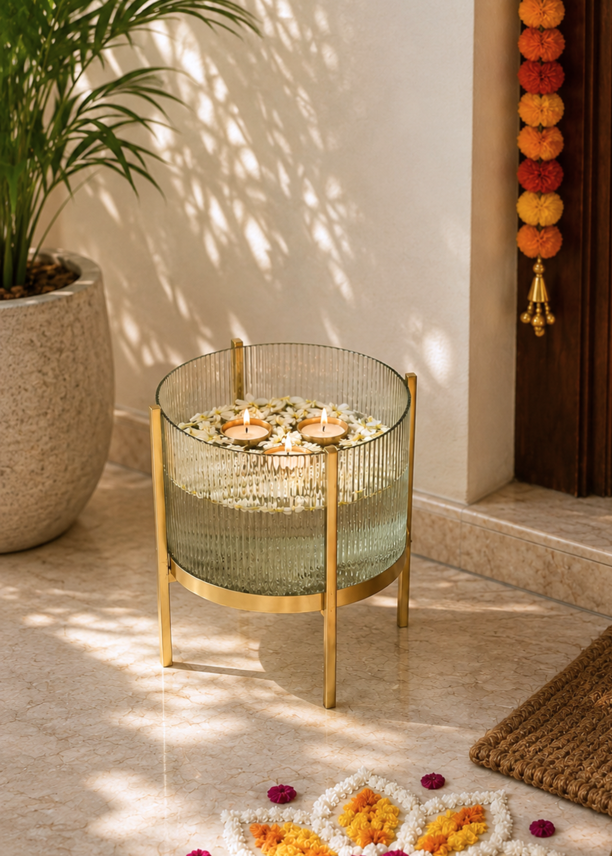 Fluted Glass Bowl Stand - Small