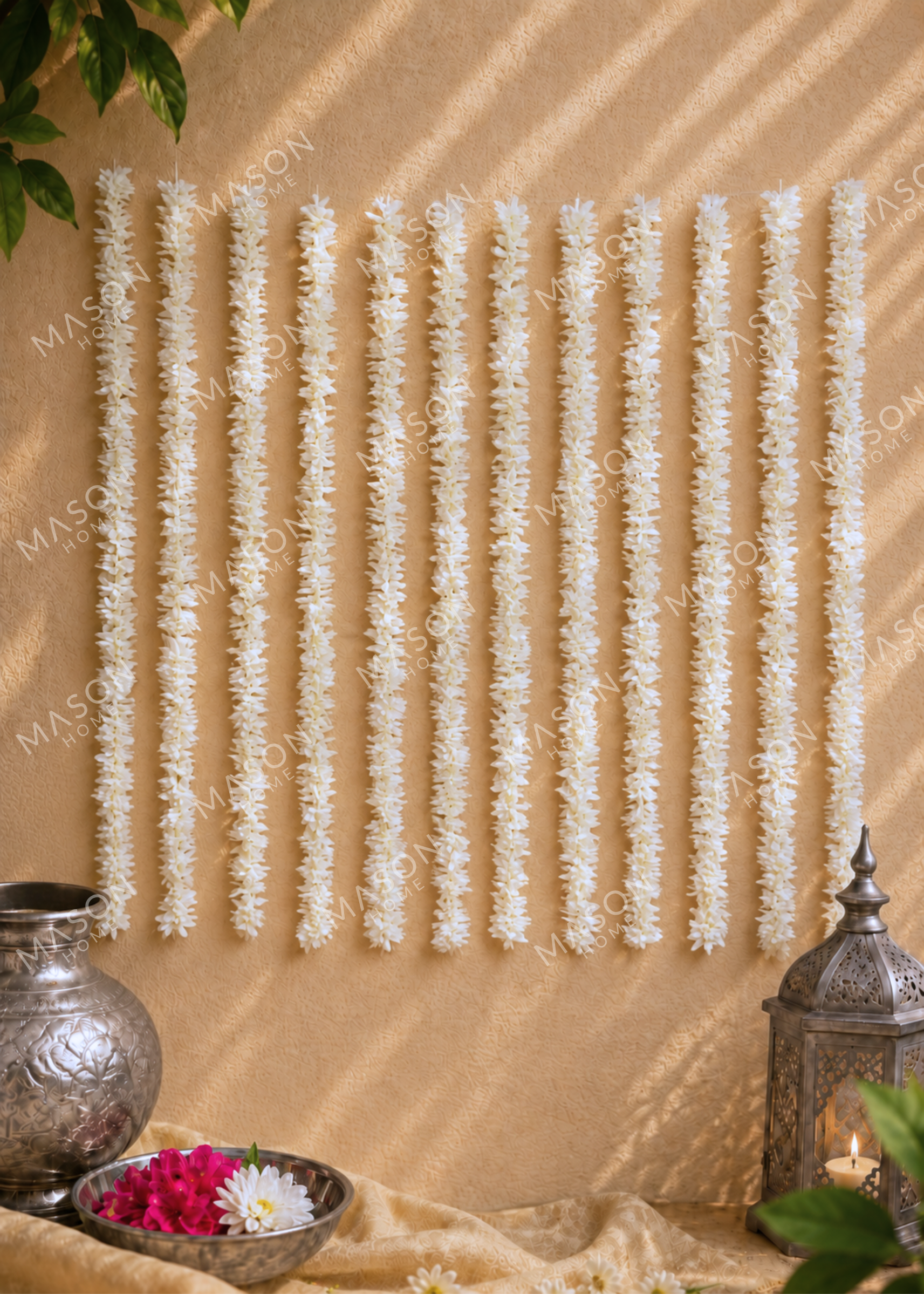 Decorative Artificial White Gajra - Set Of 12 (3 Feet)