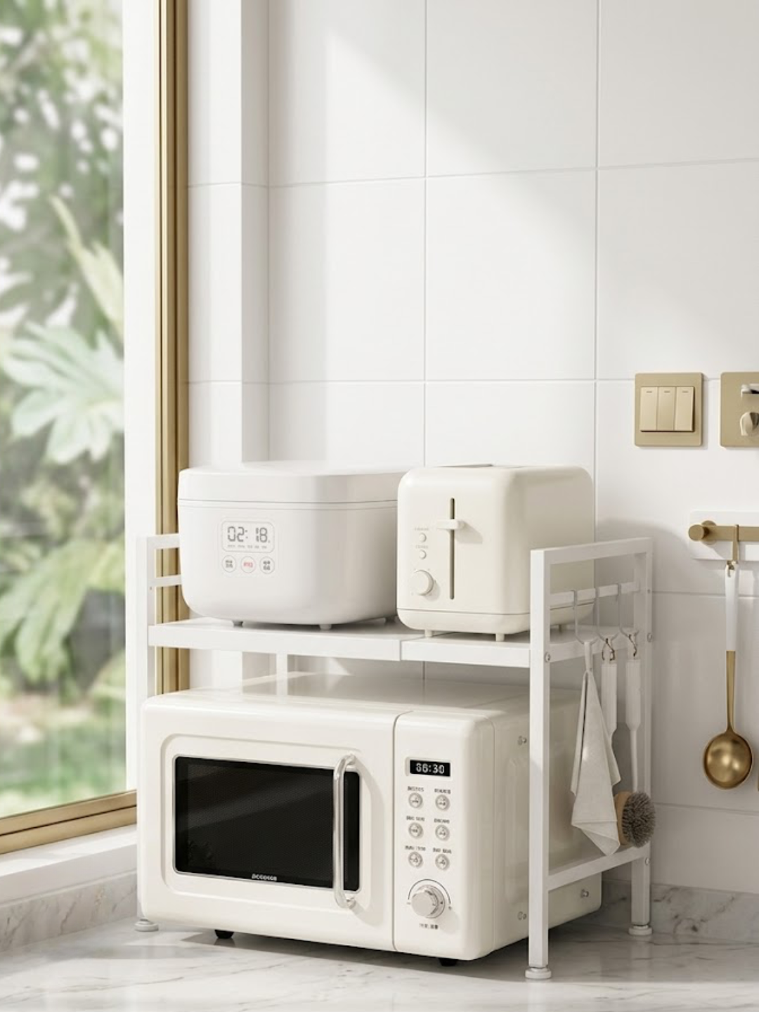 Expandable Microwave Stand - White