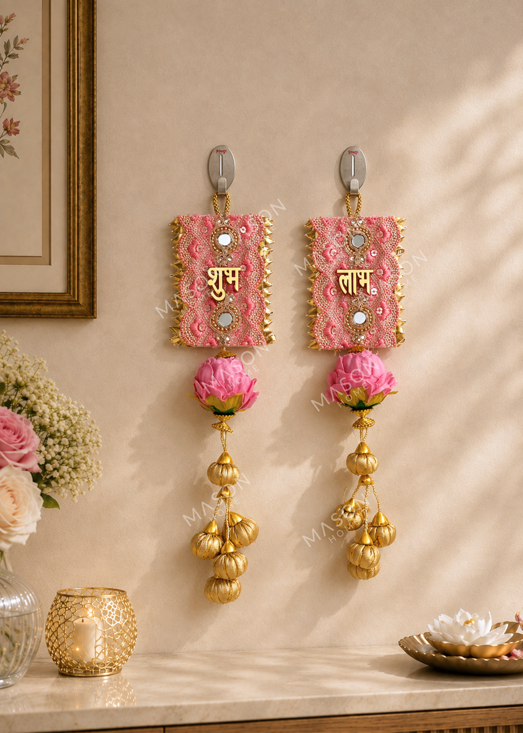 Aarna Lotus Shubh Labh Hanging – Pink