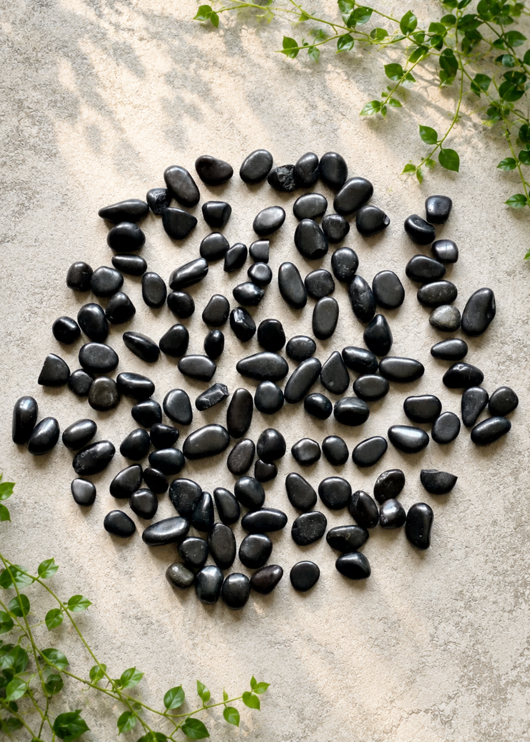 Black Tumbled Pebbles - Set of 2