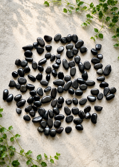 Black Tumbled Pebbles - Set of 2