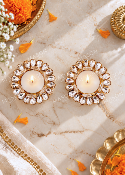 Festive Seraphine Bloom Tealight Holder - Set of 2