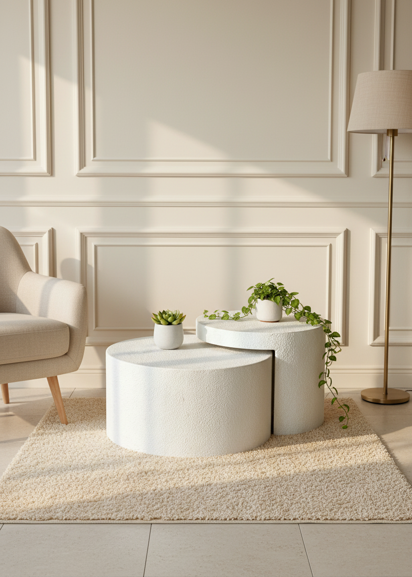 Moon Nesting Tables - Ivory (Set of 2)
