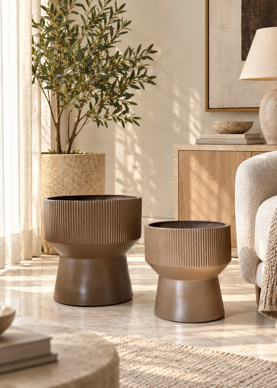 Sora Ripple Planters - Mud Brown