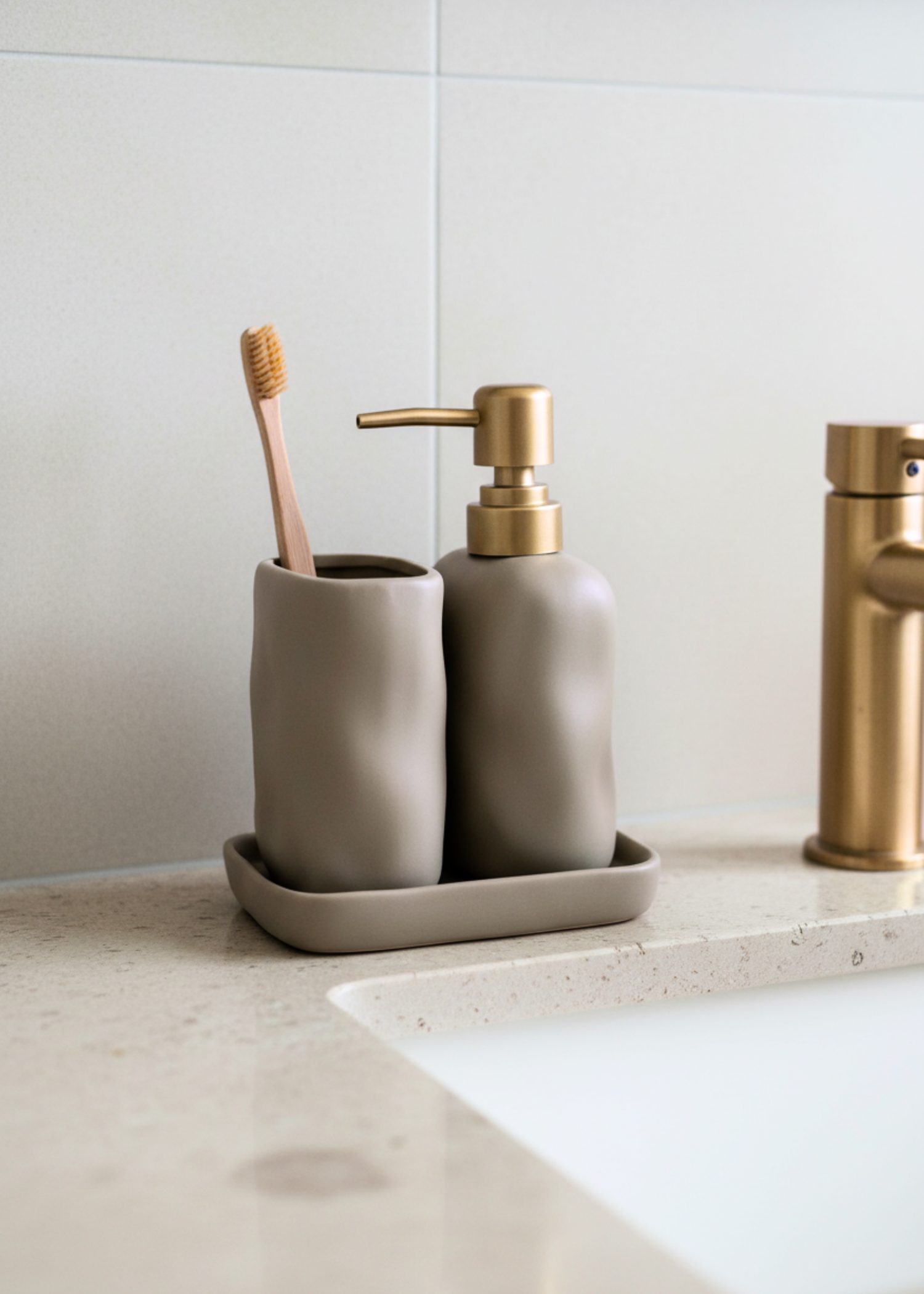 Lucent Bathroom Set - (Set of 3) Beige