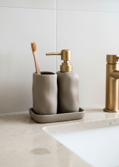 Lucent Bathroom Set - (Set of 3) Beige