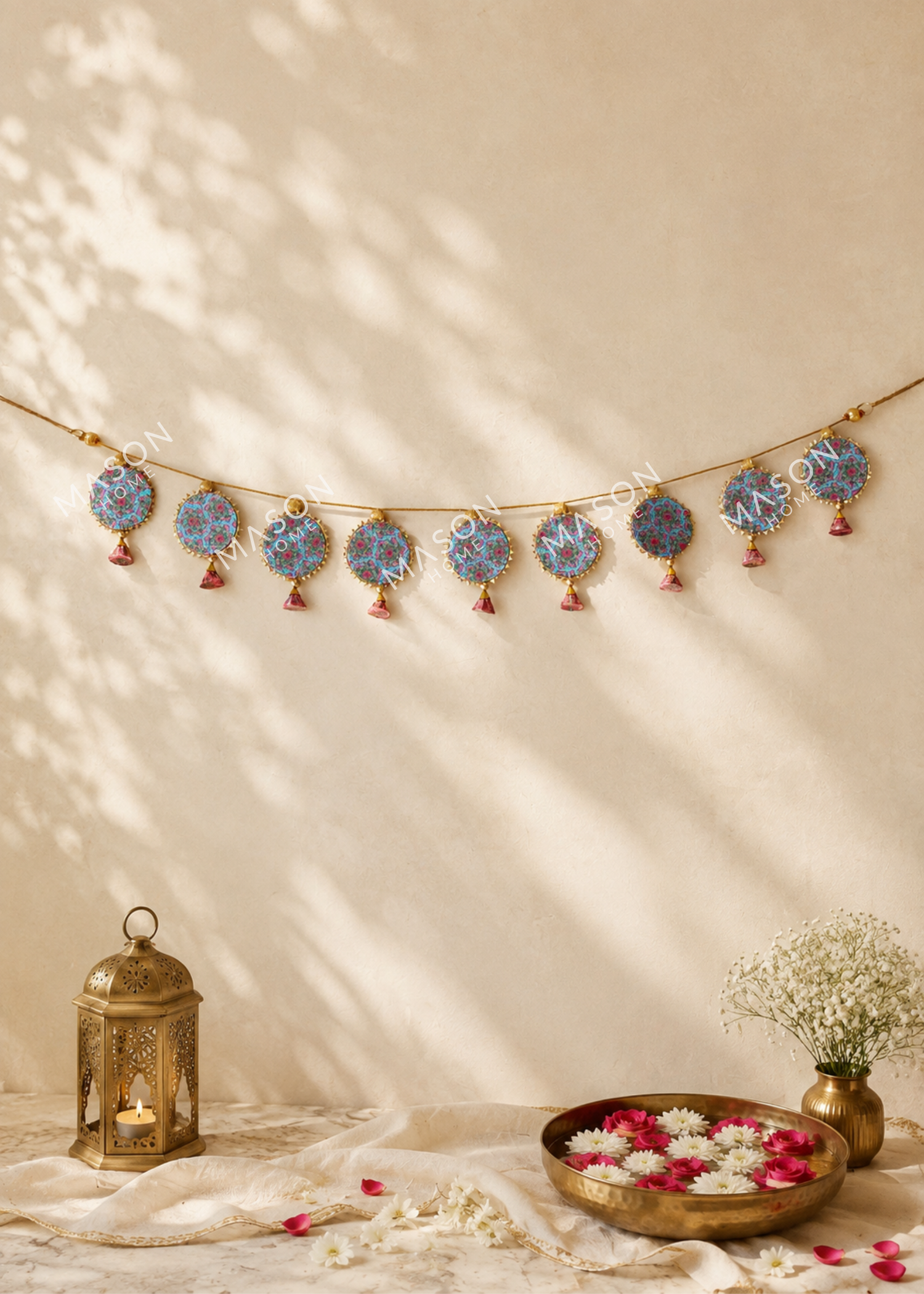 Festive Shubh Rang Reversible Toran - Pink &amp; Blue
