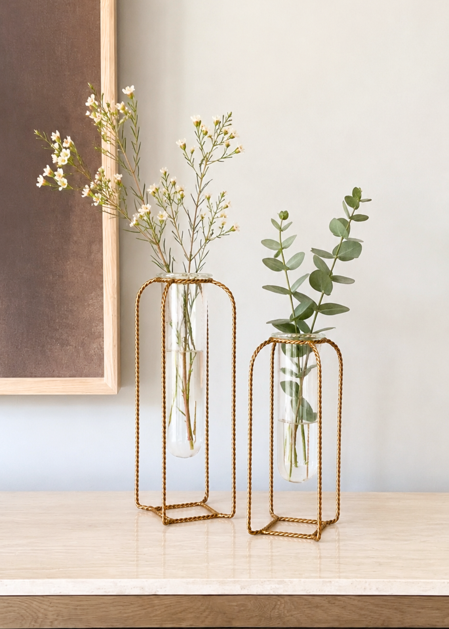 Braided Gold Test Tube Vases