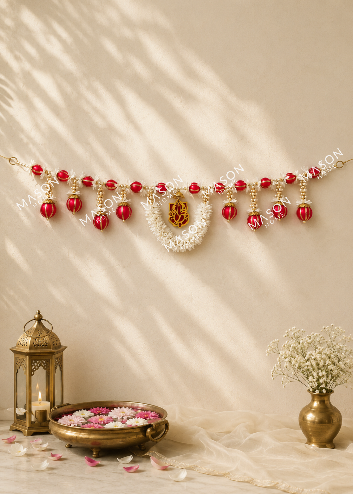Festive Ganpati Floral Dark Pink Toran