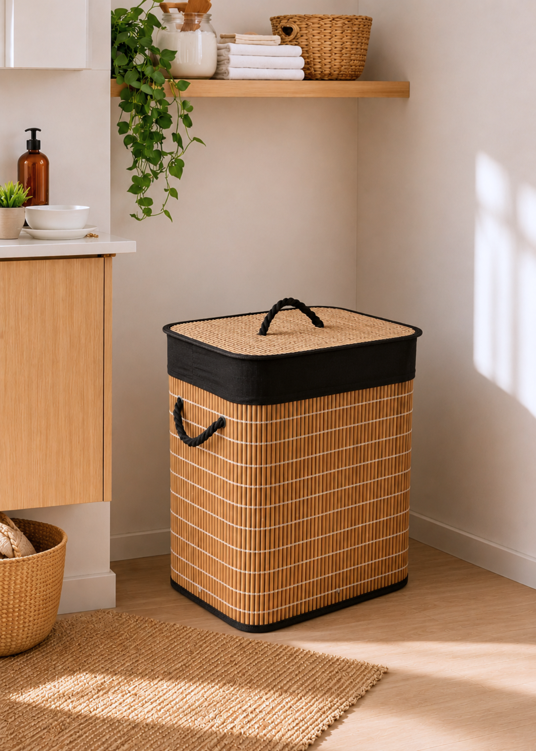 Baskora Laundry  Basket - Black &amp; Brown