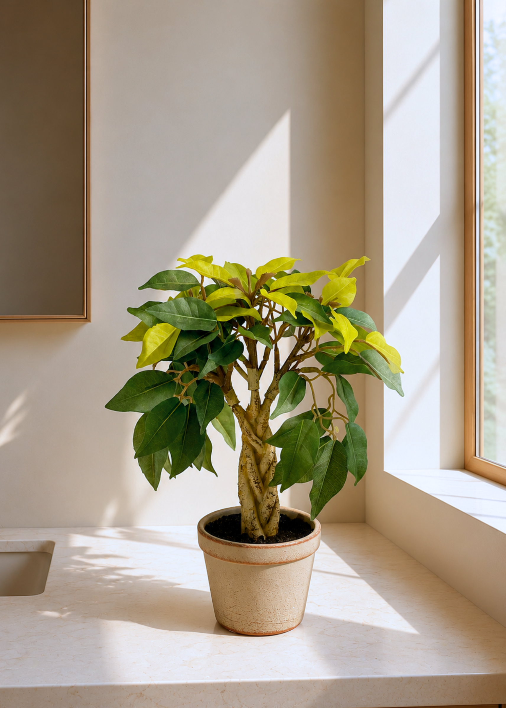 Artificial Croton Bonsai Plant – 1.3 Feet