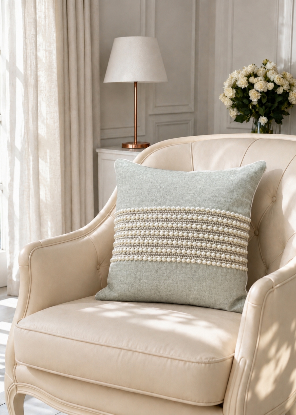 Sage Pearl Cushion Cover