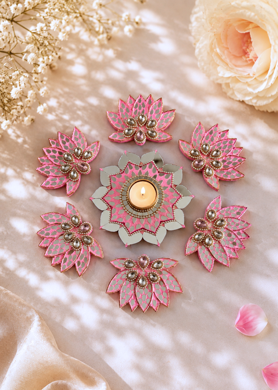 Festive Mirror Lotus Rangoli