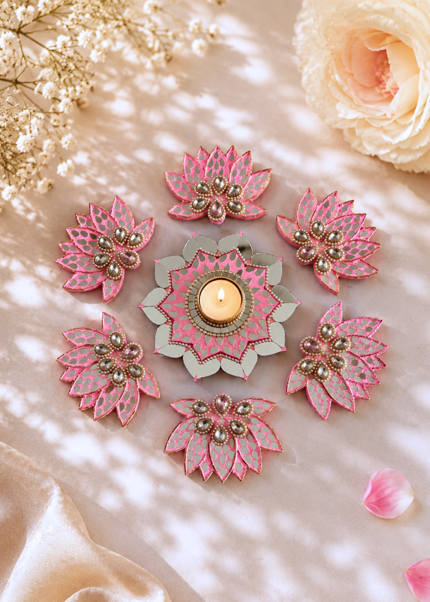 Festive Mirror Lotus Rangoli