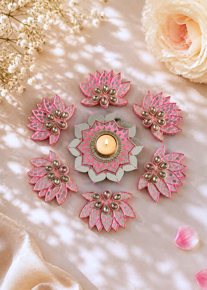 Festive Mirror Lotus Rangoli