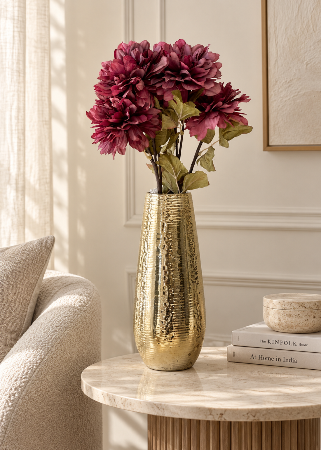 Artificial Plum Peony Flower - Set of 2