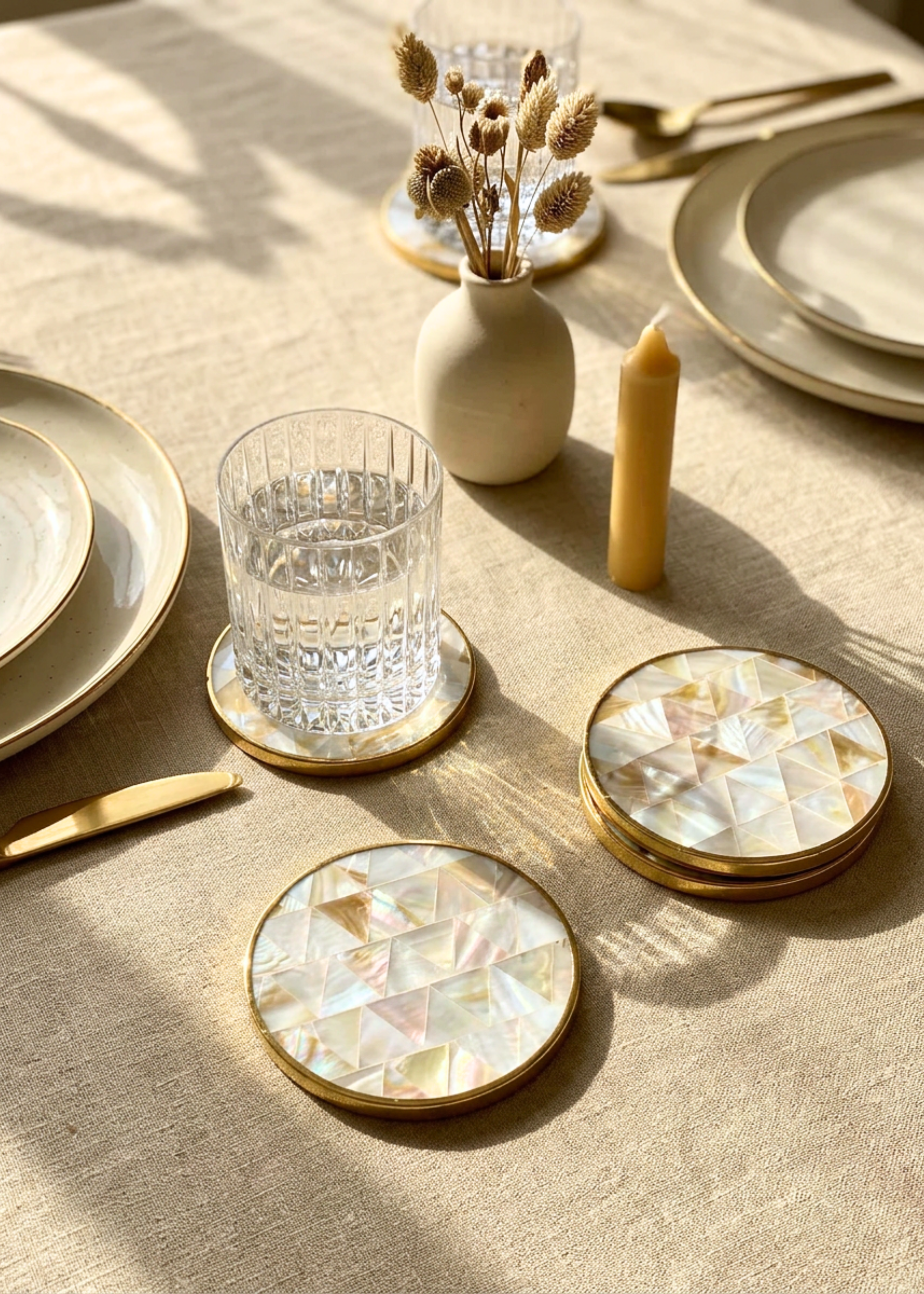 Mother of Pearl Round Coasters - Set of 4