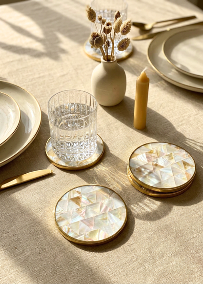 Mother of Pearl Round Coasters - Set of 4