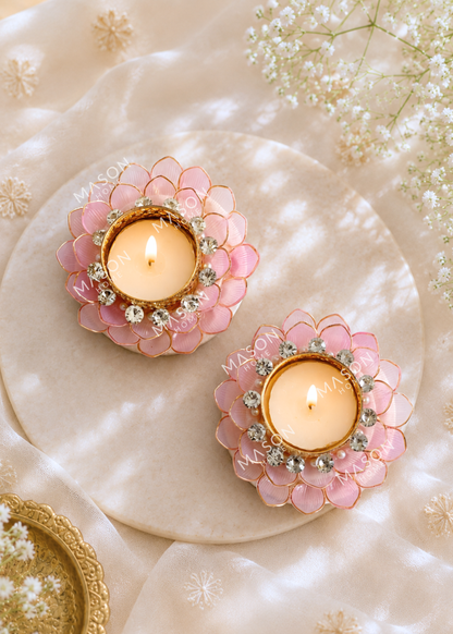 Festive Aurelia Bloom Diya - Set of 2