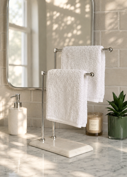 Melrose Hand Towel Stand - White &amp; Silver