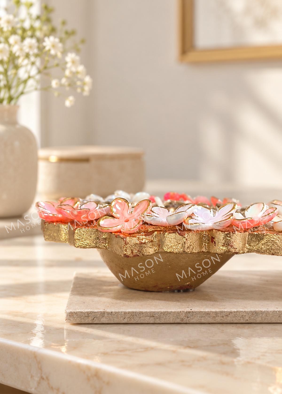 Handmade Clay Rustic Floral Diya - Set of 2
