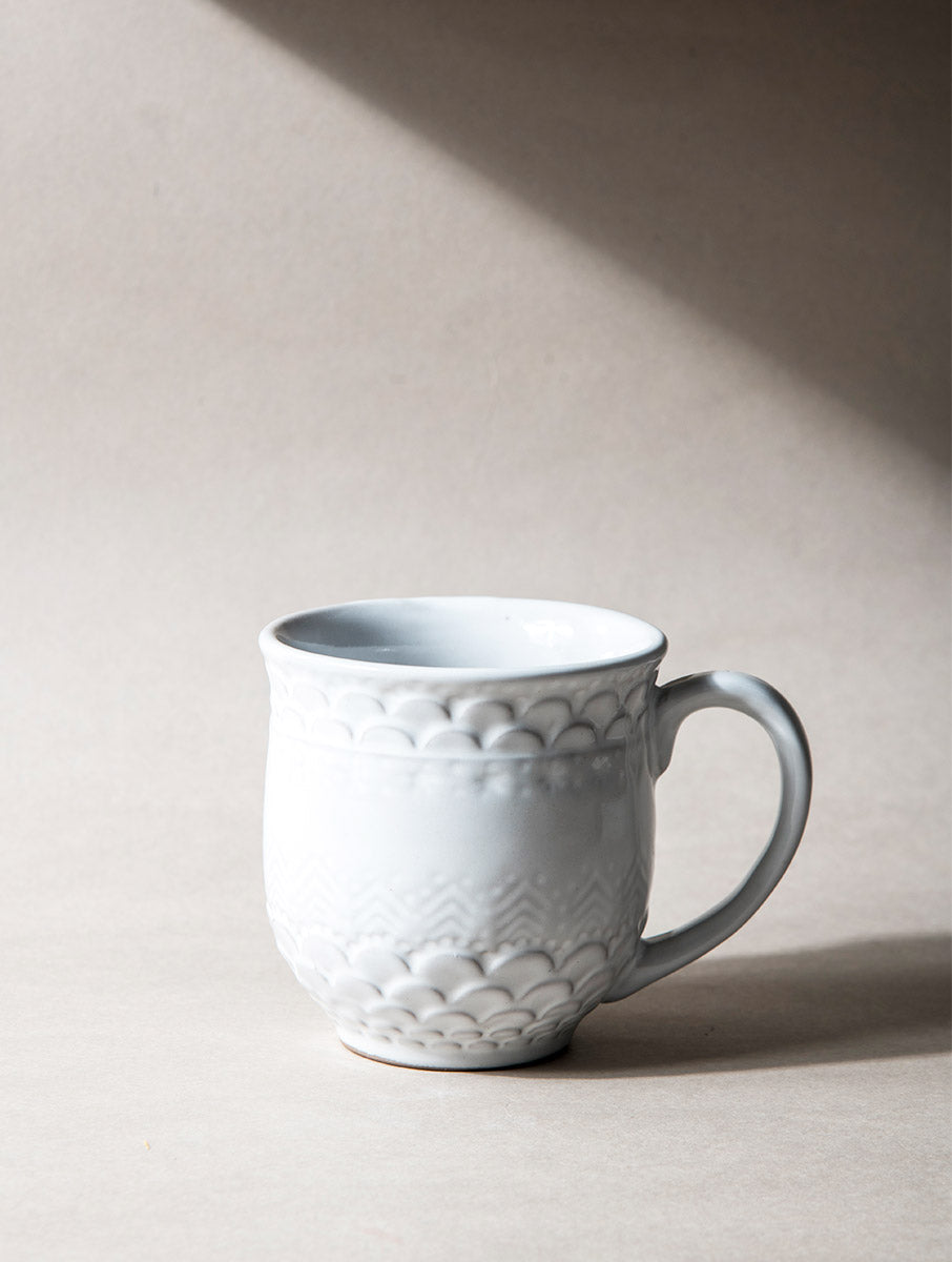 White Etched Mug (Set of 2)