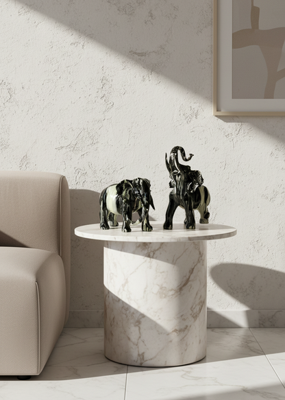 Monochrome Onyx Elephants - Set of 2