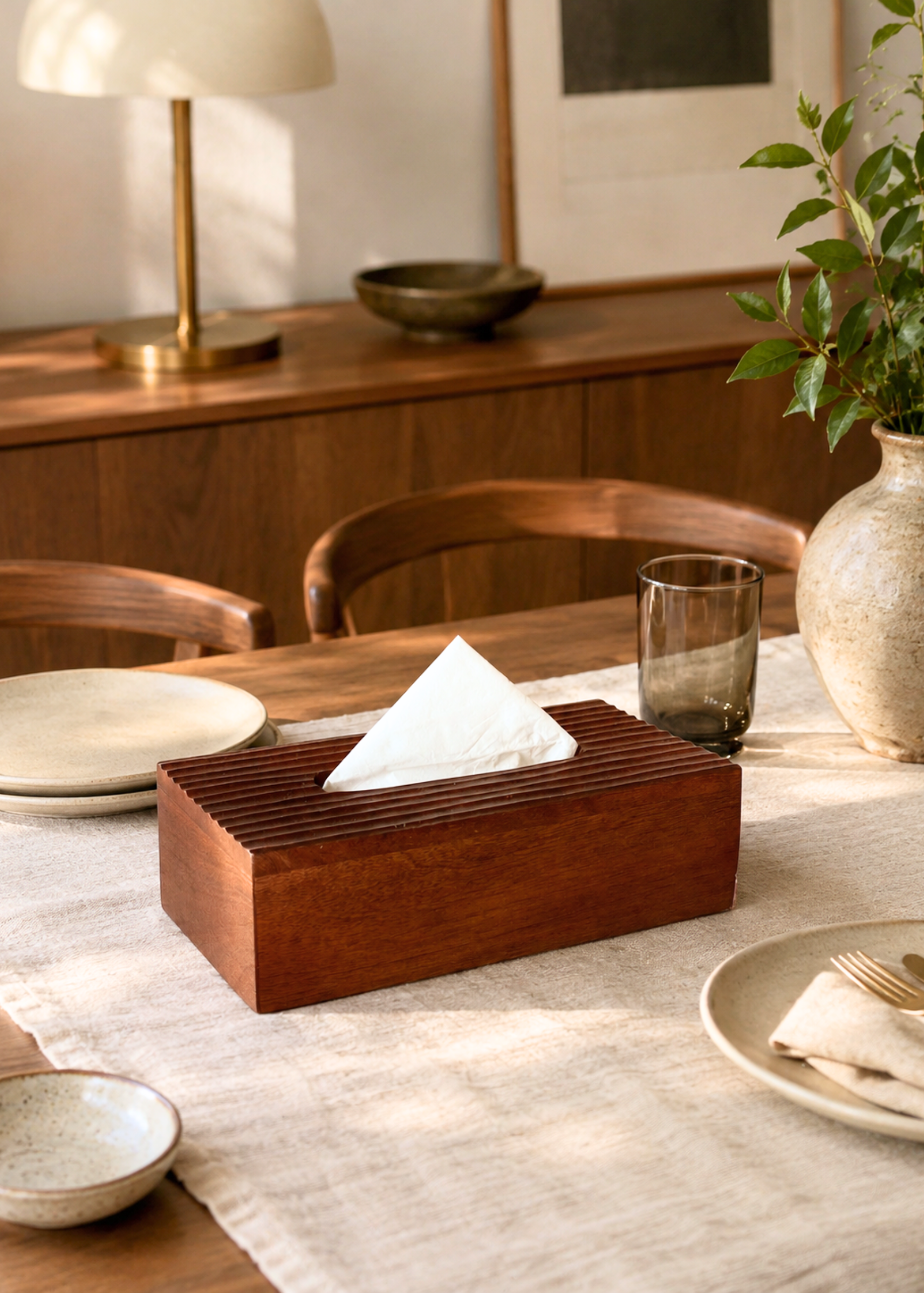 Contour Wooden Tissue Box