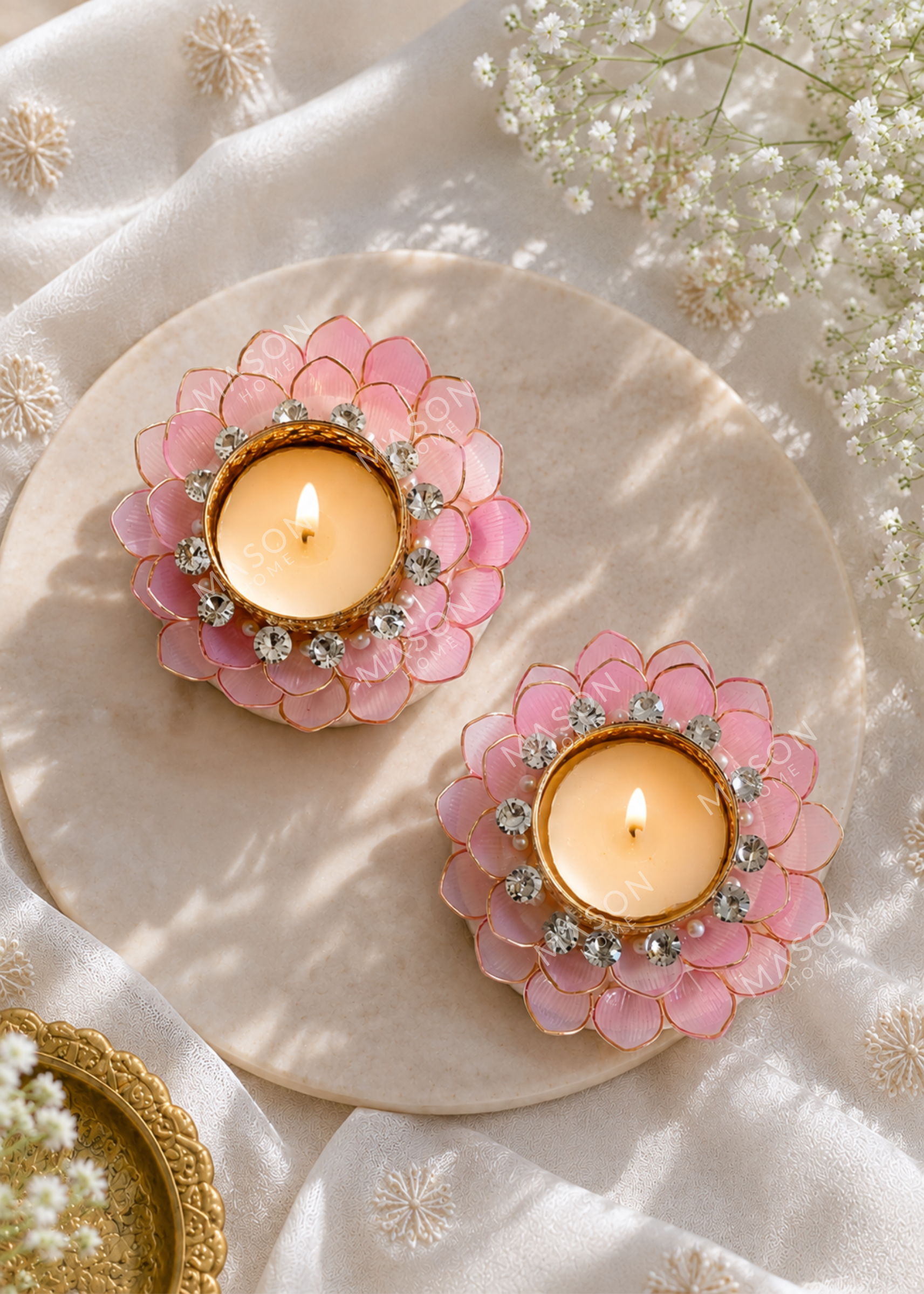 Festive Aurelia Bloom Diya - Set of 2