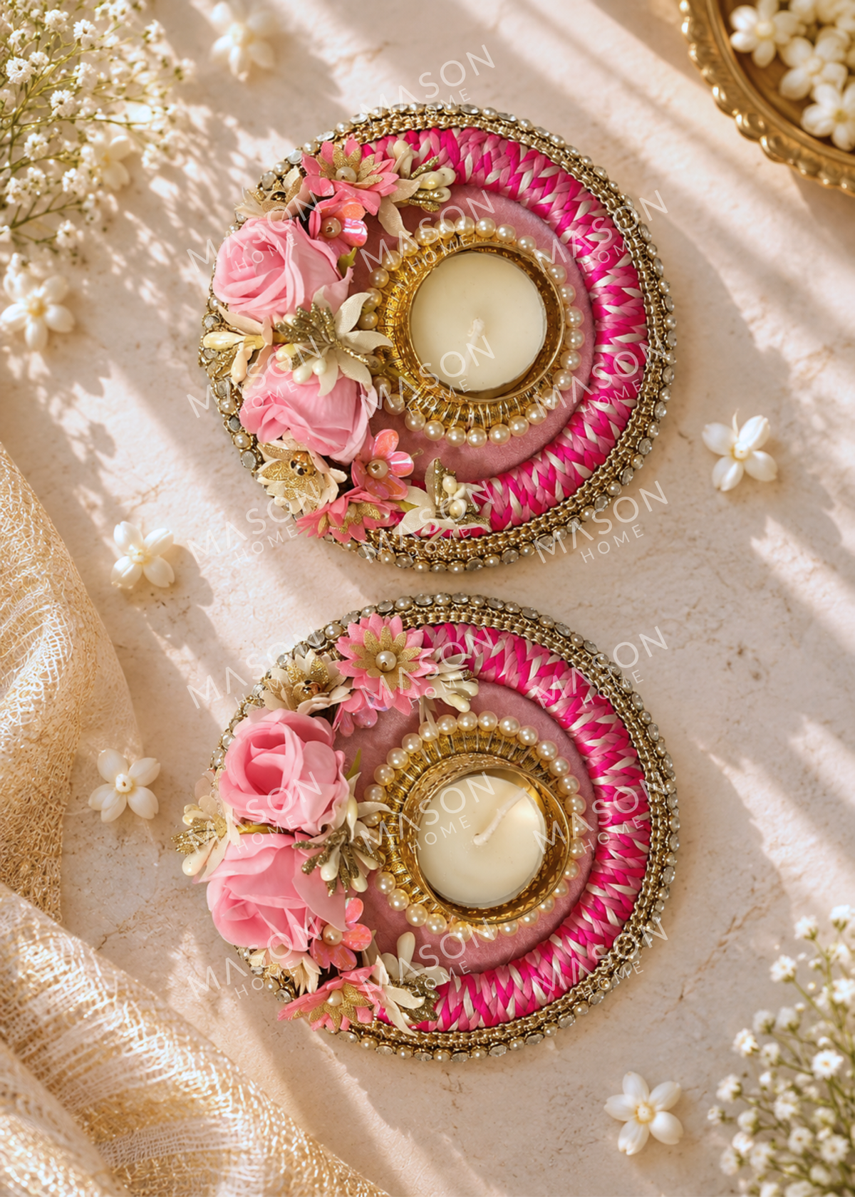 Azure Tealight Holder Pink - Set of 2