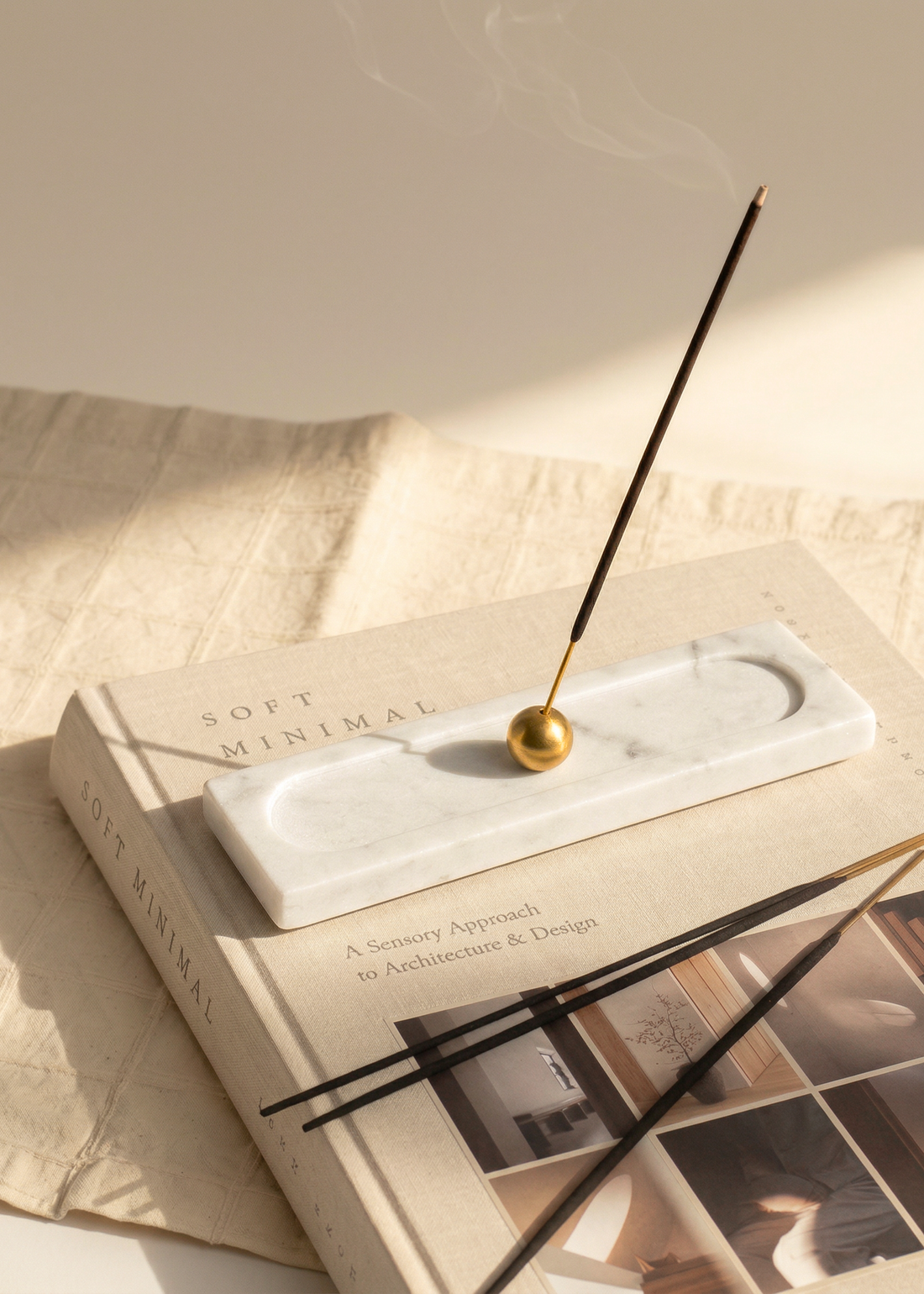 Galaxy Marble Incense Holder - White