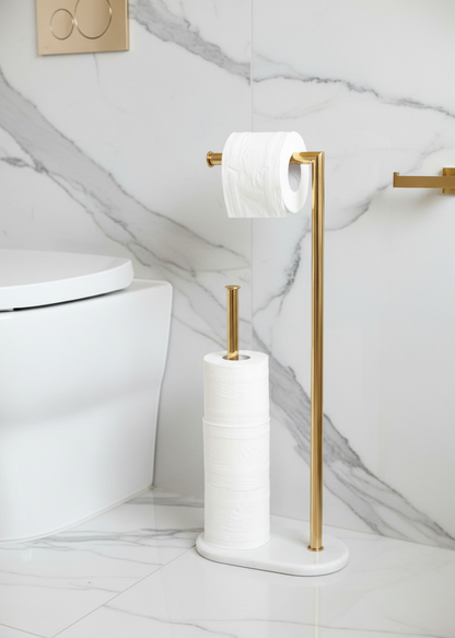 Melrose Toilet Roll Holder - White and Gold