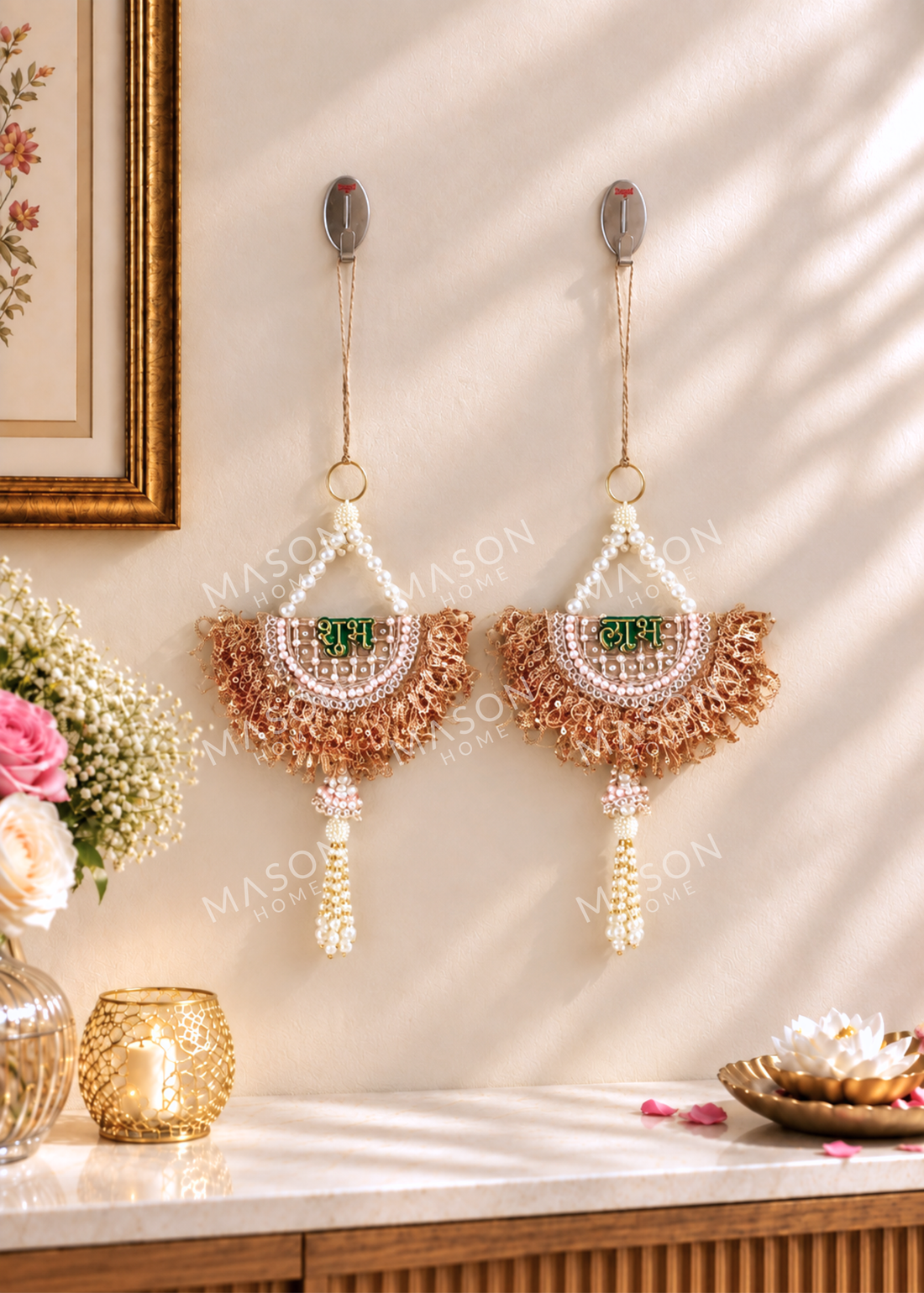 Festive Gilded Shubh Labh Rose Gold - Set of 2