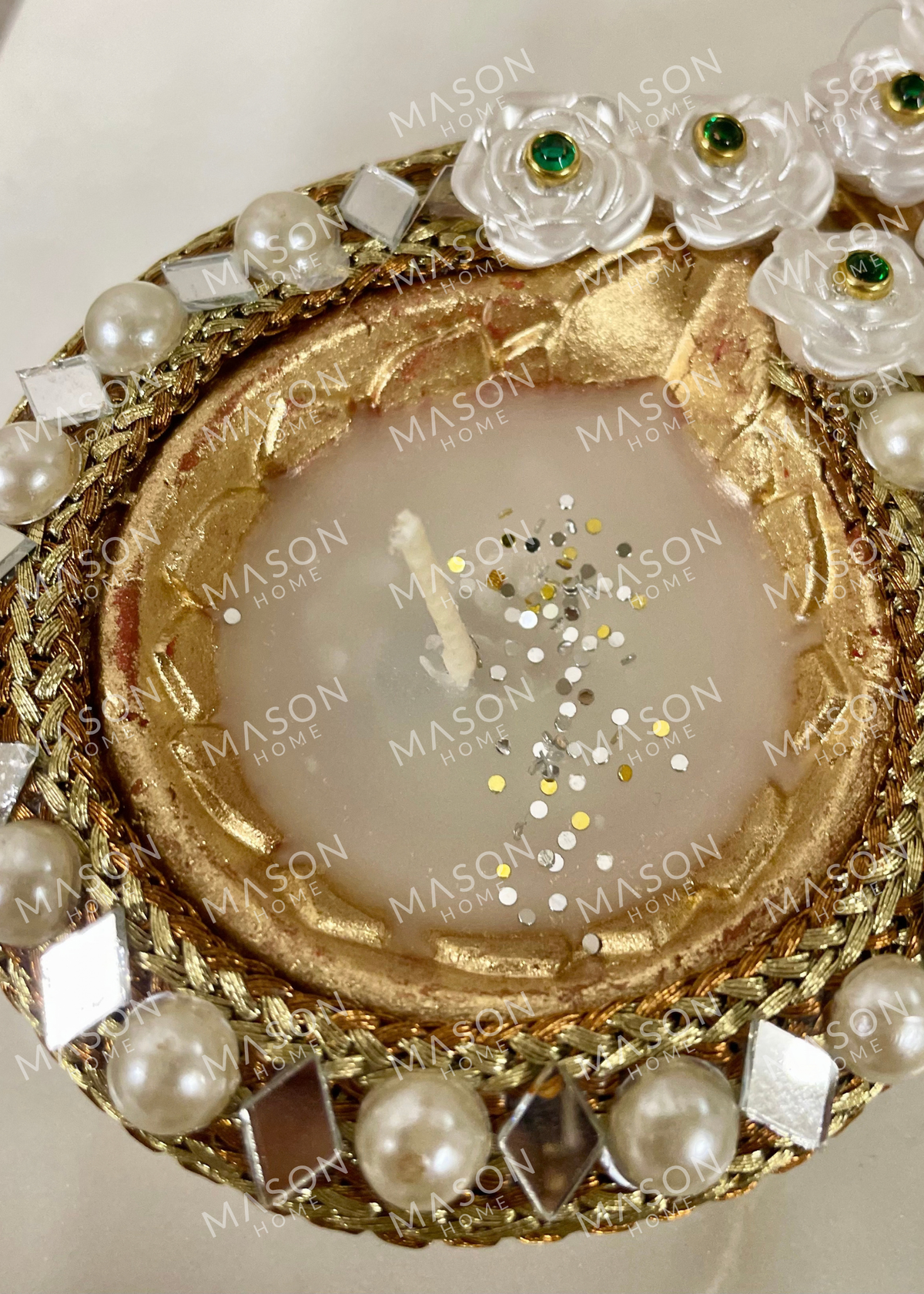 Handmade Clay Rustic Pearl Royale Diya - Set of 2