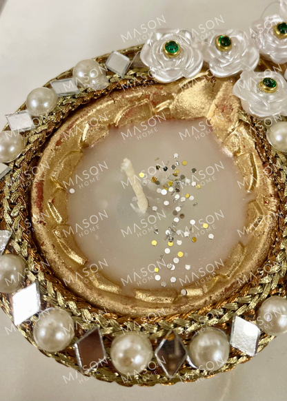 Handmade Clay Rustic Pearl Royale Diya - Set of 2