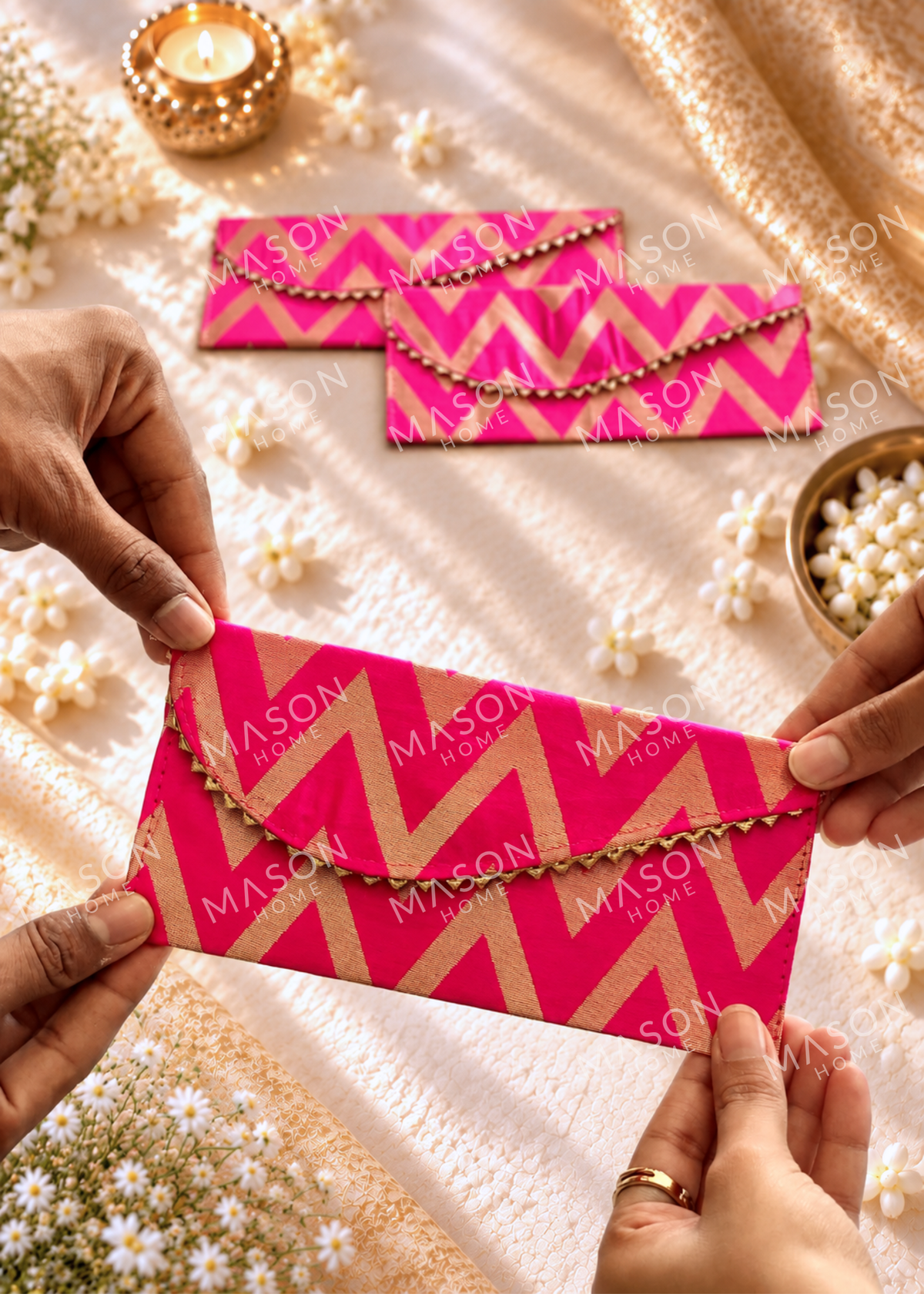 Festive Evara Envelope Dark Pink - Set of 5